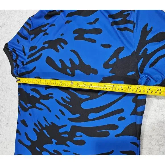 J. Lindeberg Tour Tech Reg Fit Print Polo Neptune Nautical Blue, Mens Sz XL